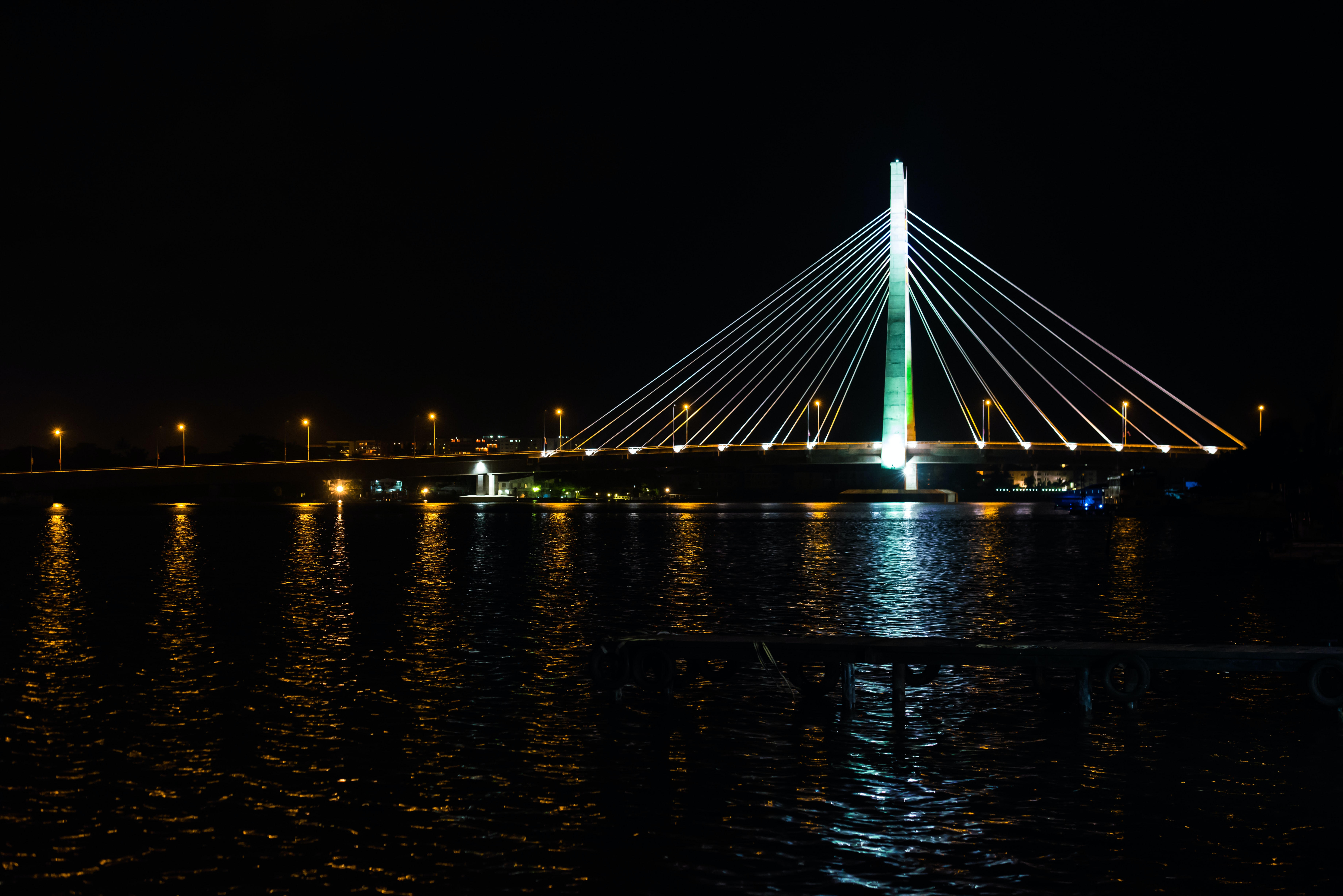 a picture of river at night